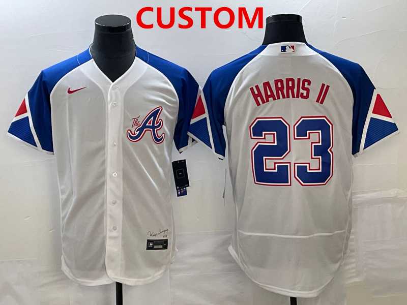 Men's Atlanta Braves Custom White 2023 City Connect Flex Base Stitched Baseball Jersey,We sell and wholesale Men's Atlanta Braves Custom White 2023 City Connect Flex Base Stitched Baseball Jersey on line form chian!